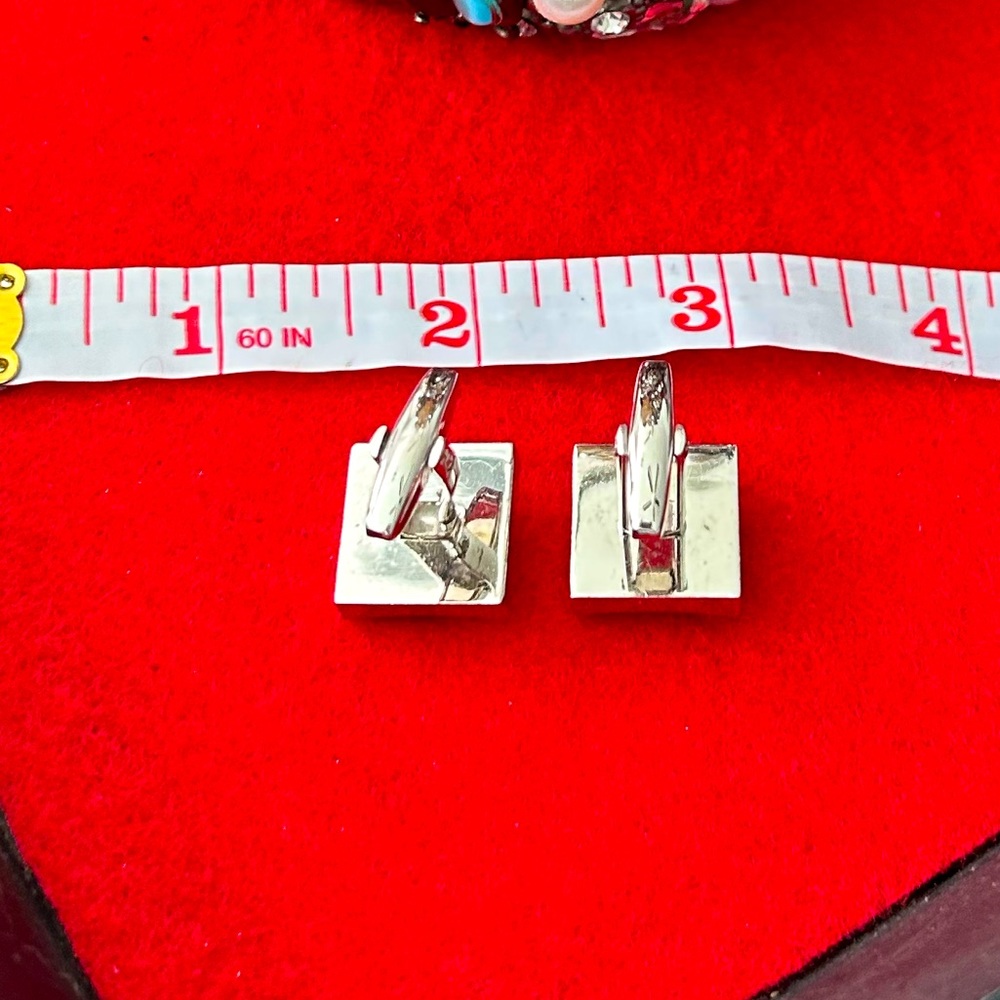 Vintage Foster Silver Baby Blue Cuff Links - Picture 6 of 6